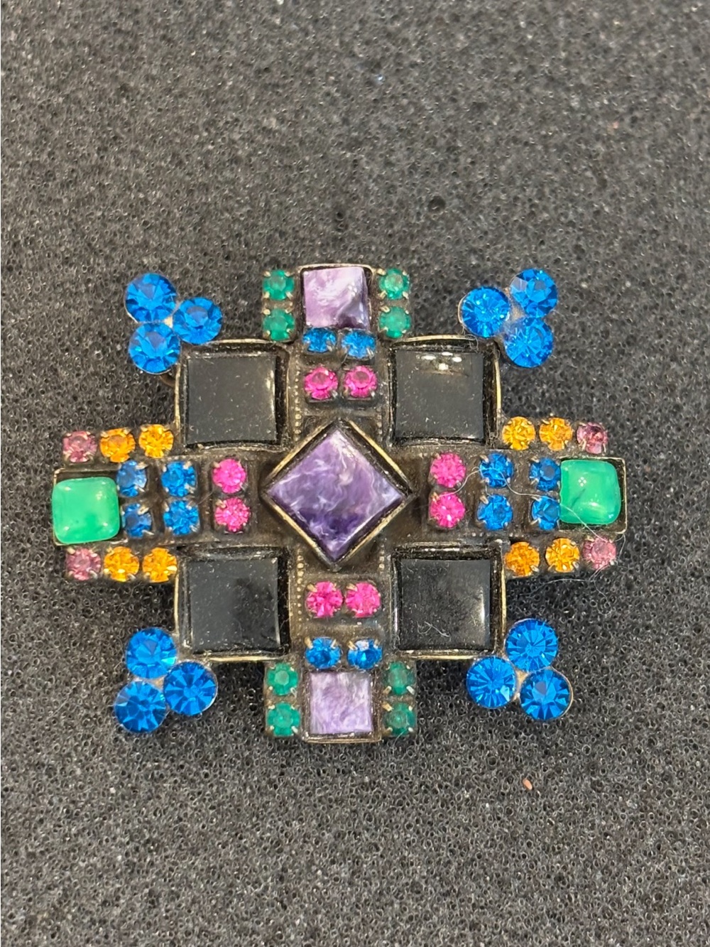 Sorrelli Purple, Blue, Green, Pink, Yellow Multicolor Cross Brooch